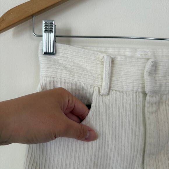 Cream Corduroy Wide Leg High Rise Minimalistic/Boho/Cottage Core Pants-Small 24" - Picture 2 of 7